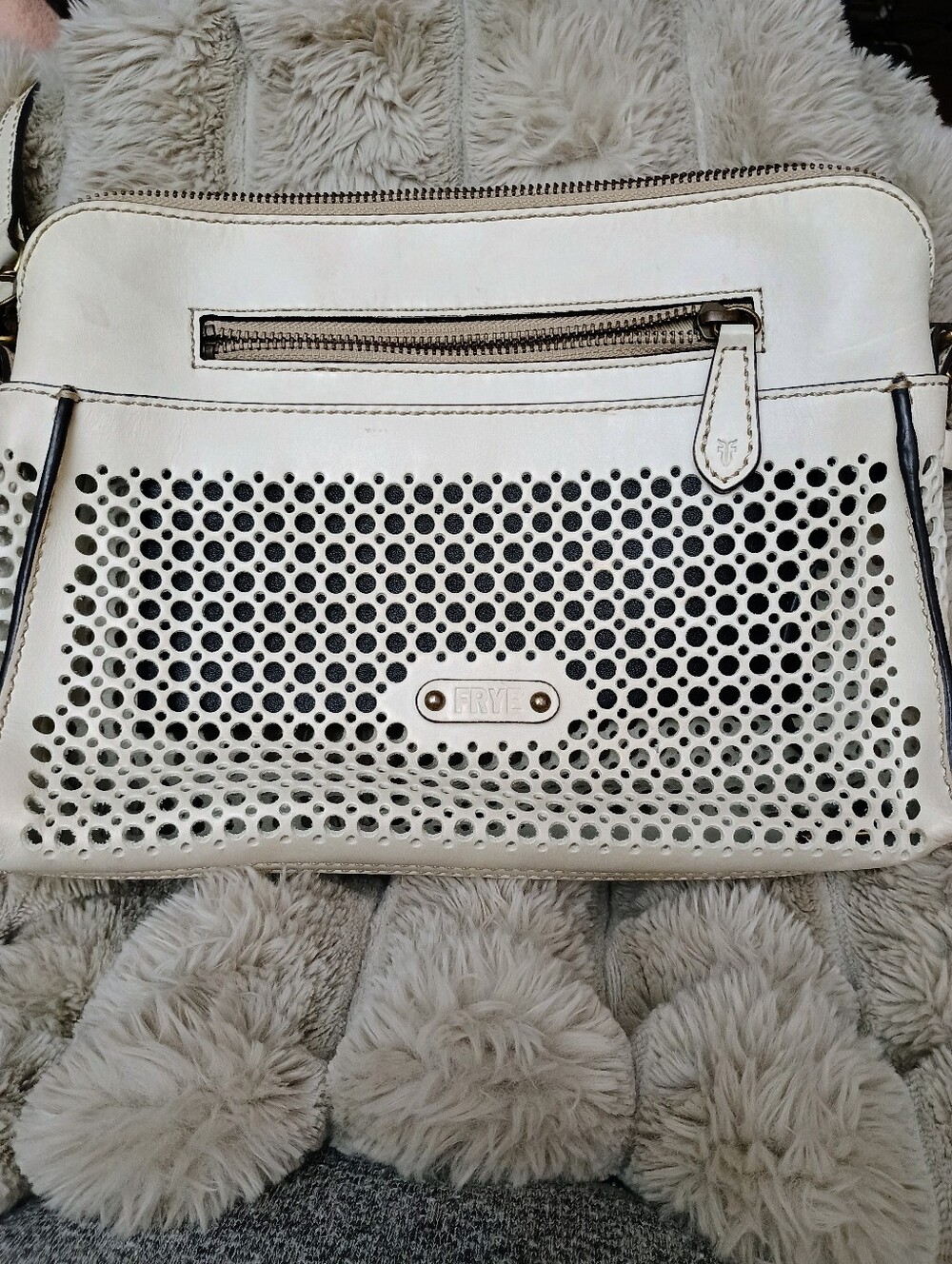 Frye Peyton Perforated Leather Crossbody Bag - Off-White